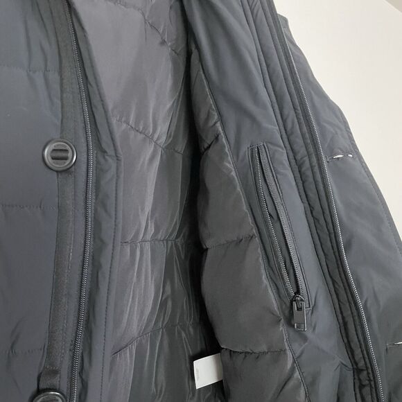 Express‎ Womens Puffer Coat Faux Fur Trim Hood Black Medium - Picture 7 of 11